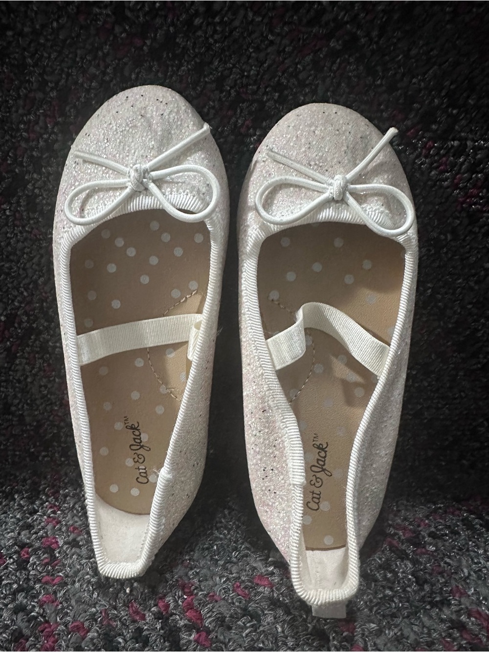 Cat & Jack Sparkle Bow Ballet Flats - White